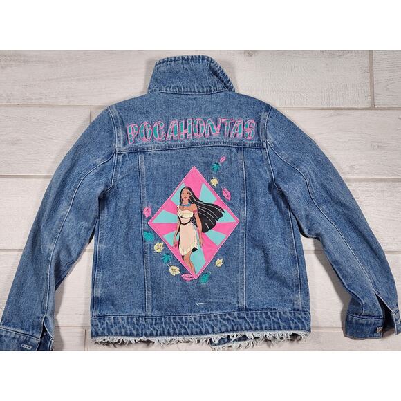 Disney Other - Vintage Disney Pocahontas Denim Embroidered Girls Jean Jacket Size 9/10 Patches